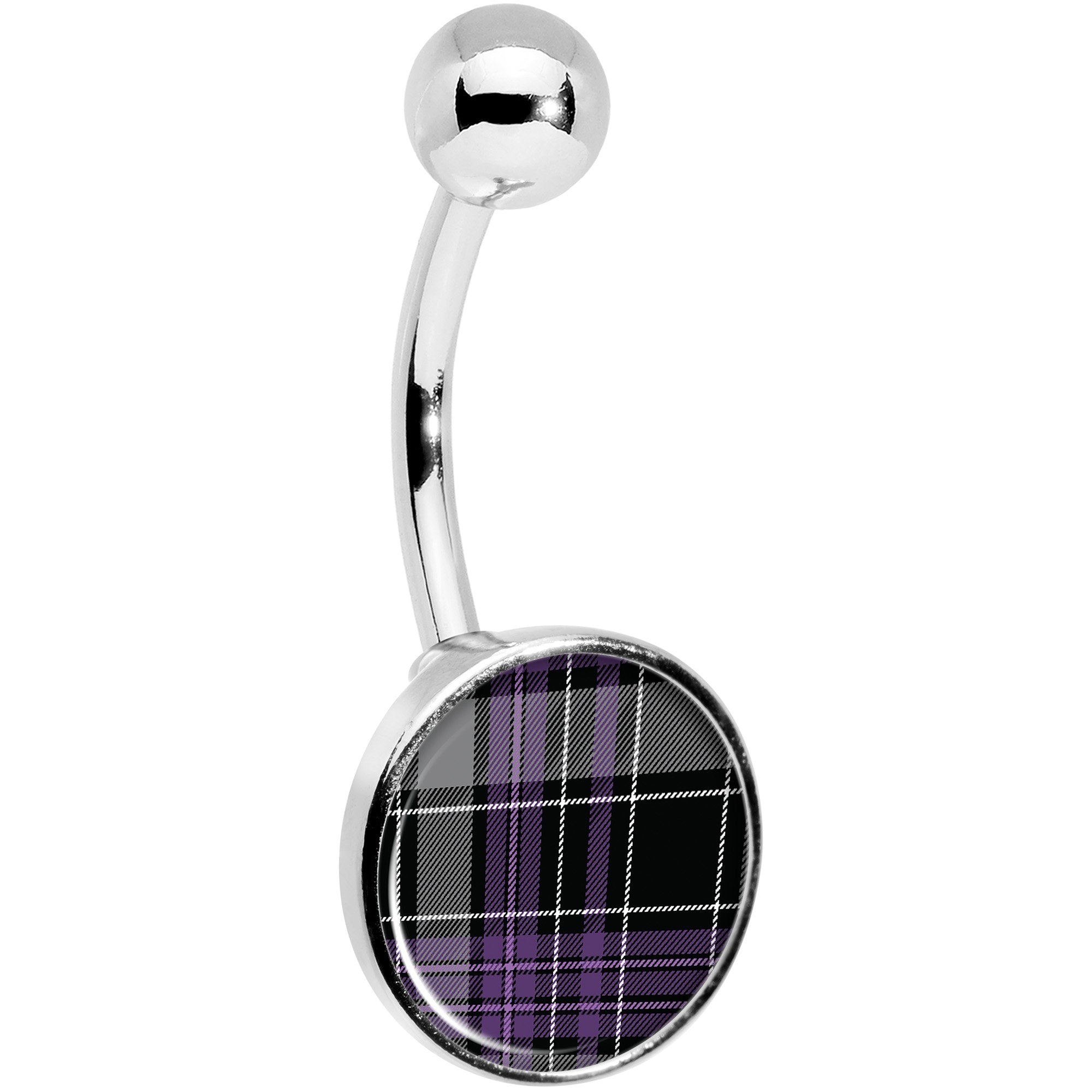 Winter Purple Black Plaid  Stainless Steel Belly Ring stylish jewelry
