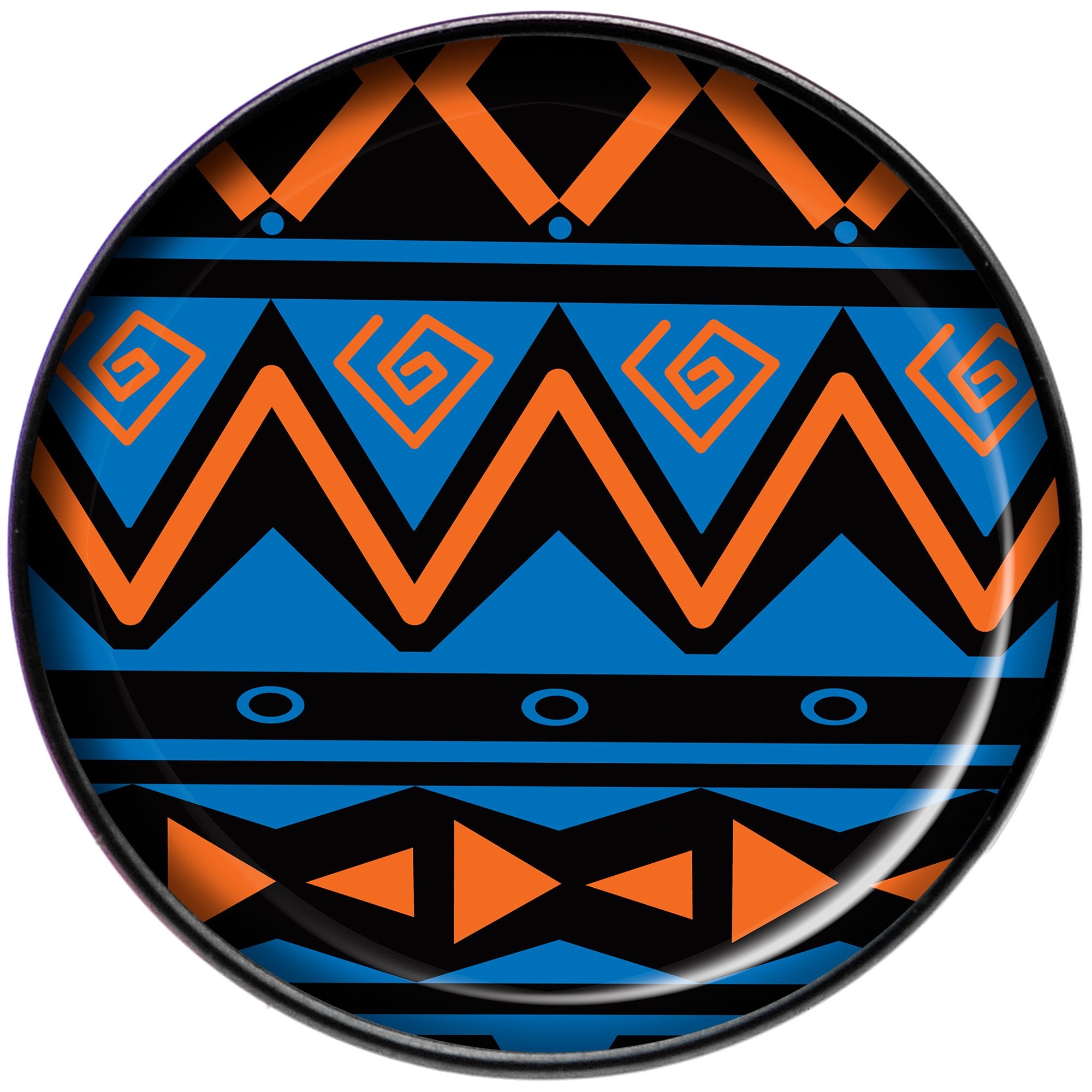 Blue Orange Tribal Print Black Barbell Tongue Ring
