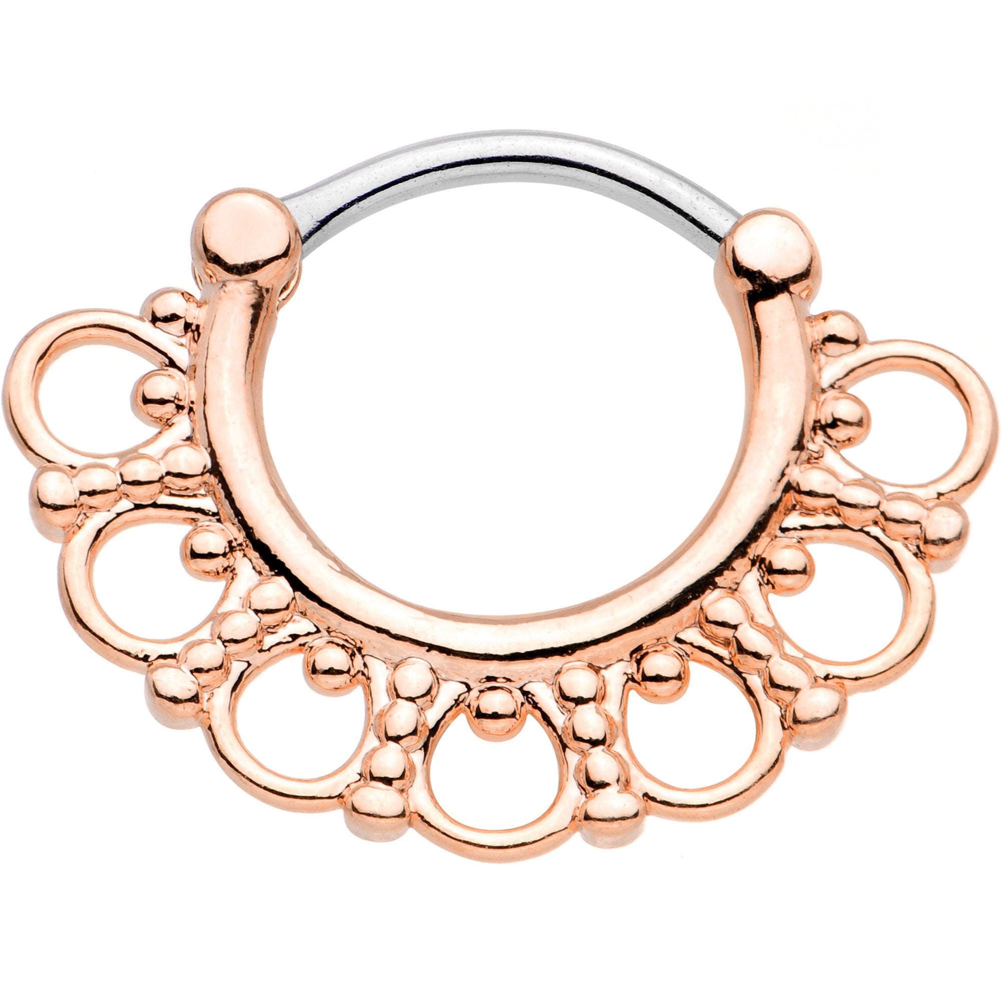 16G 5/16 Rose Gold Tone Tribal Filigree Fan Septum Clicker