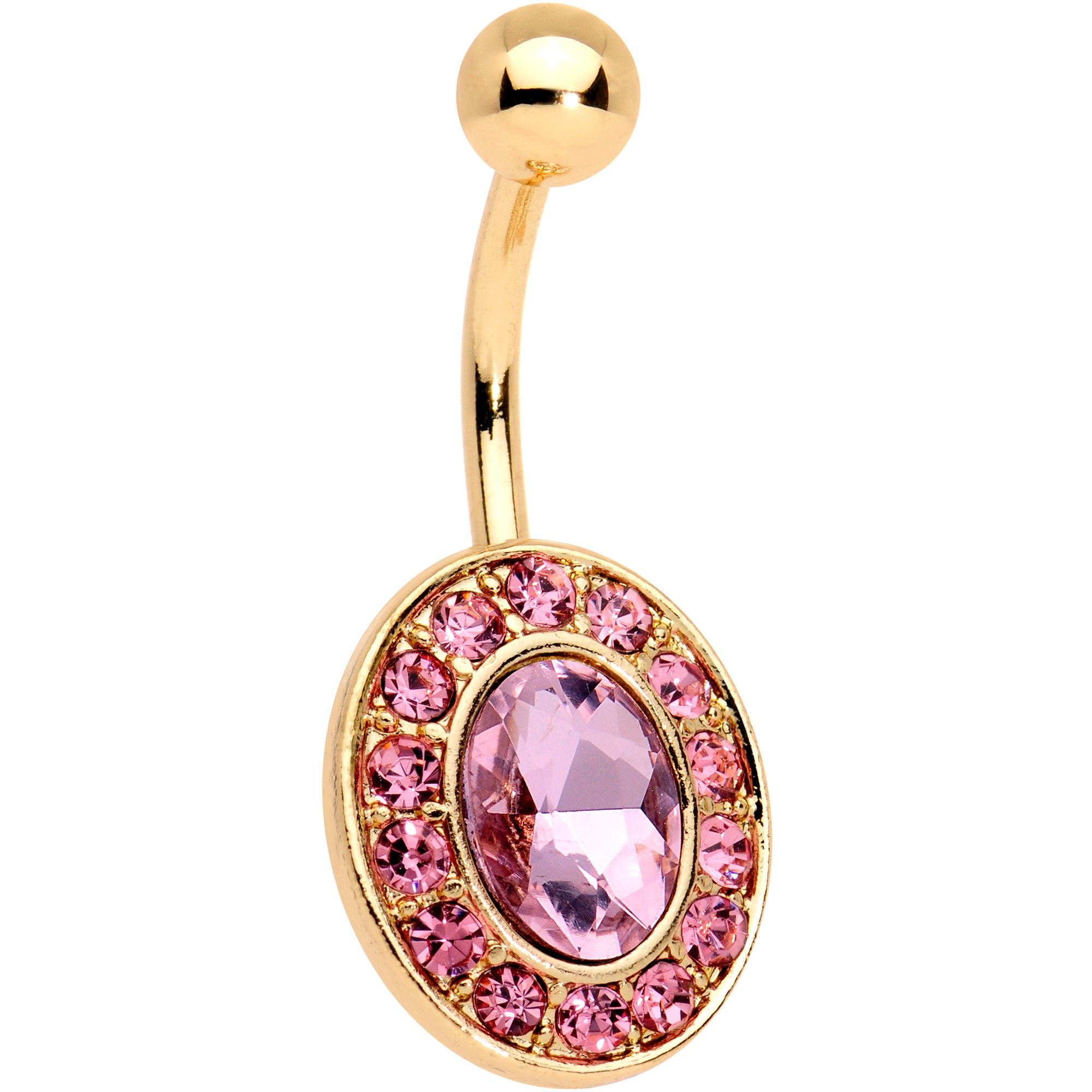 Pink Gem Gold Tone IP Regal Bliss Belly Ring
