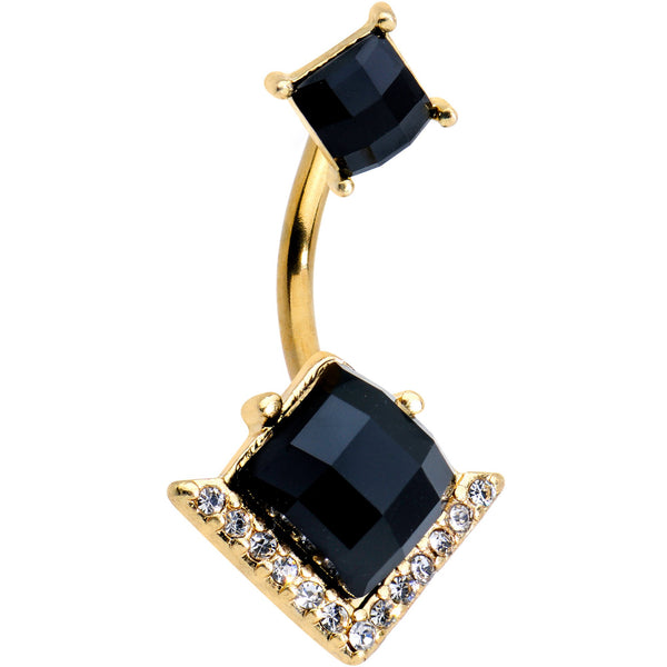 Black Gem Gold Tone Anodized High Class Double Mount Belly Ring
