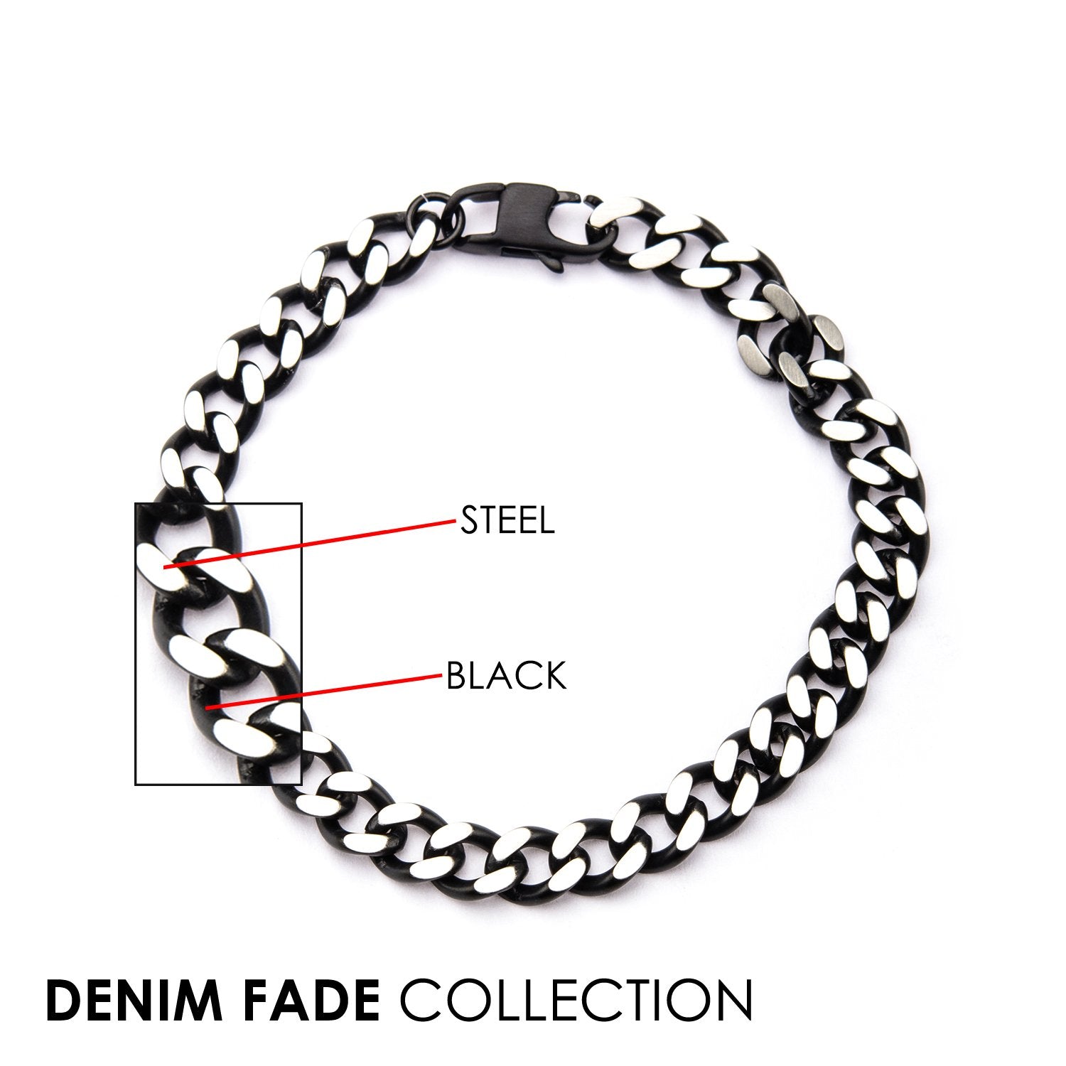 Mens Stainless Steel Black IP Diamond Cut 3mm Chain Link Bracelet