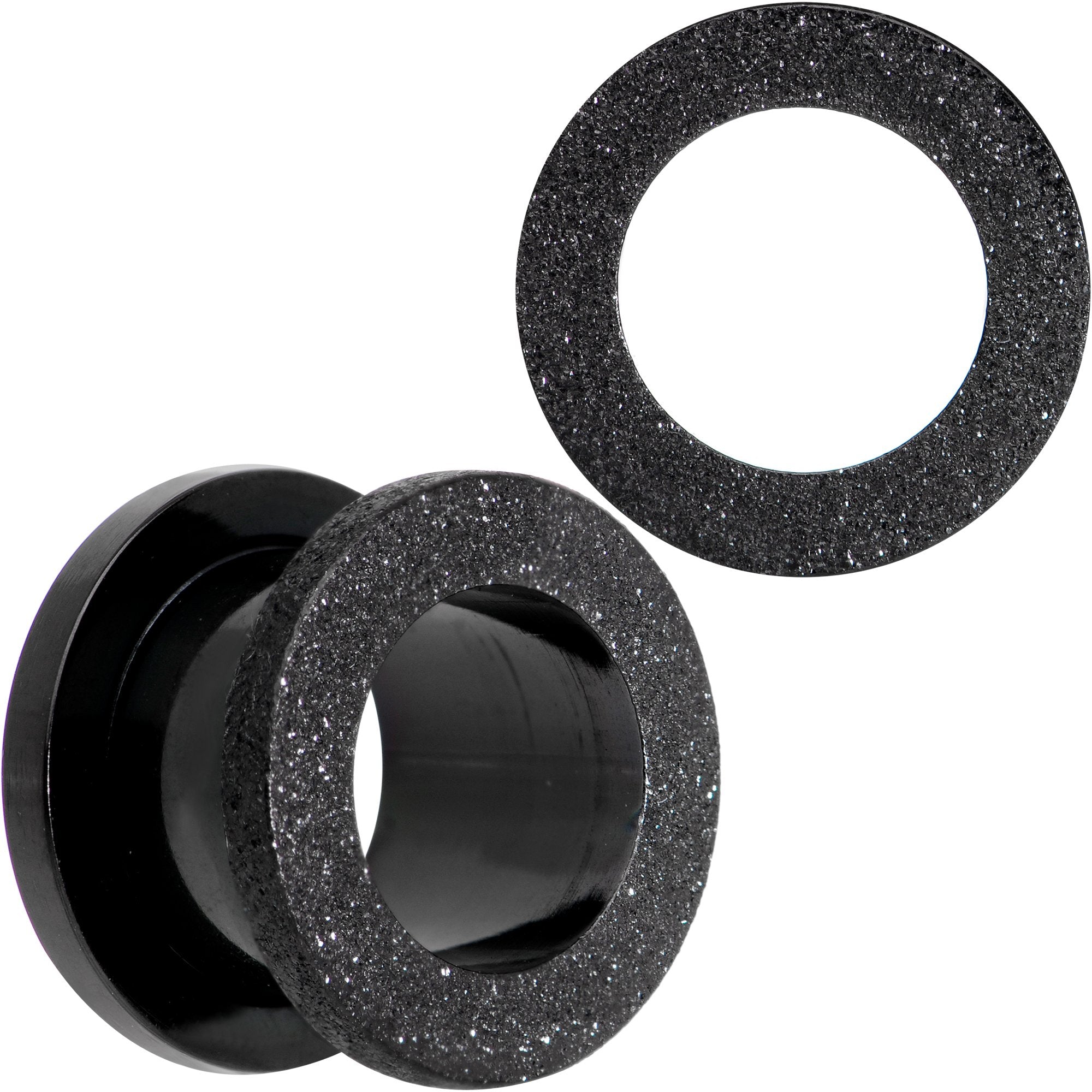 Black PVD Sandblasted Screw Fit Tunnel Plug Set 5mm to 16mm