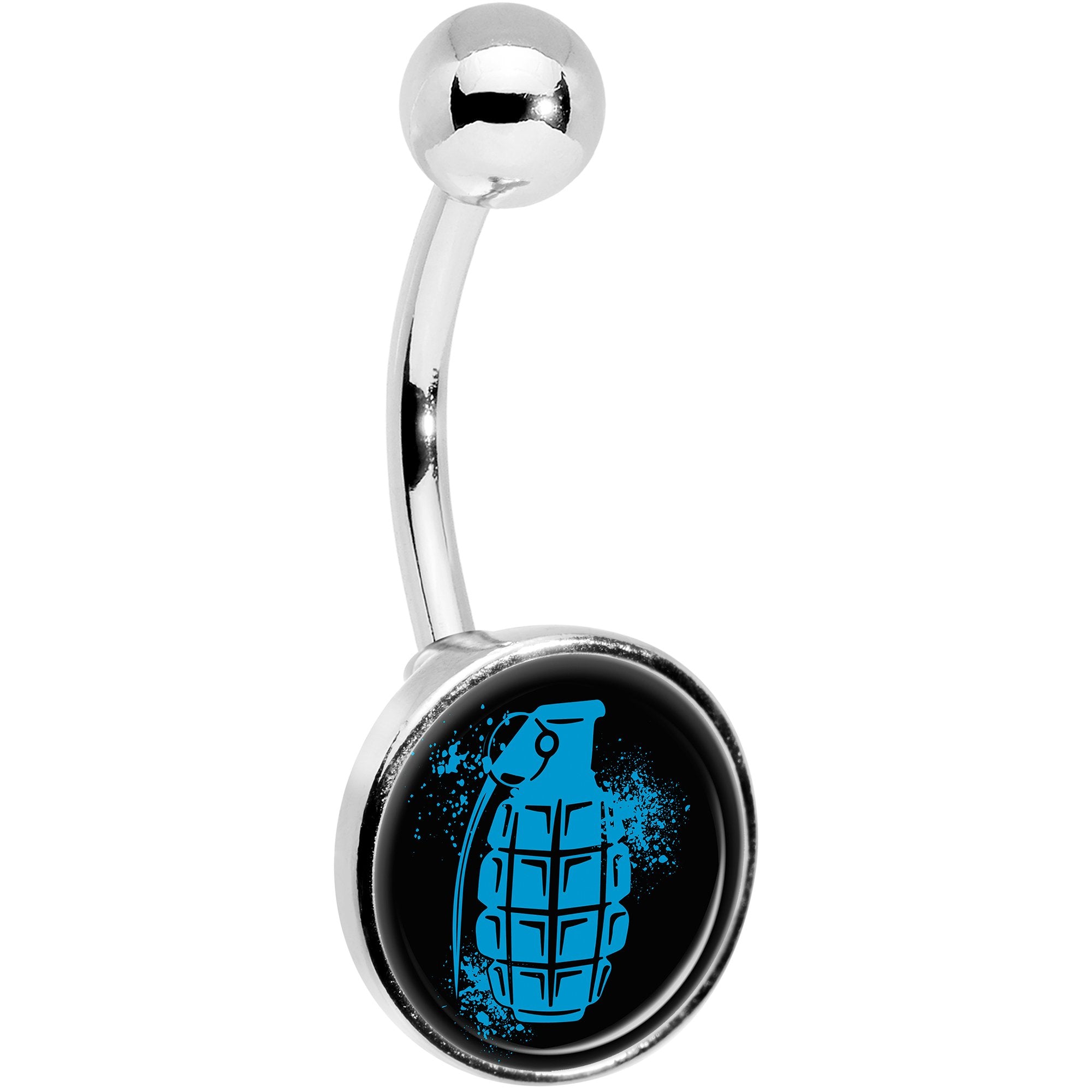 Blue Grenade  Stainless Steel Belly Ring stylish jewelry