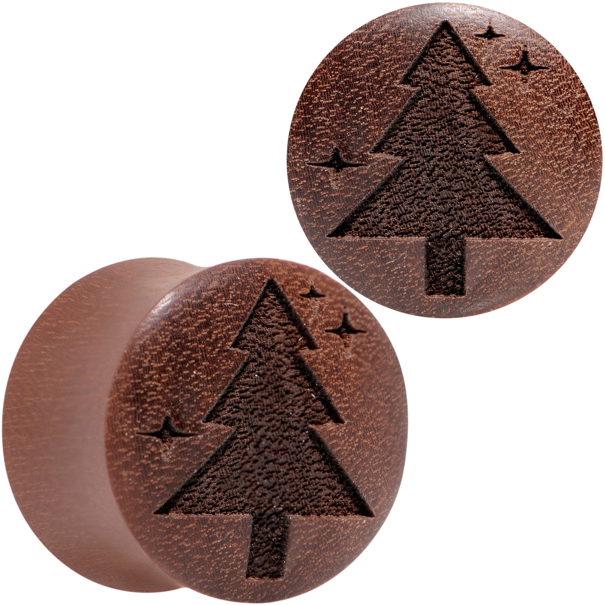 Organic Sawo Wood Christmas Tree Saddle Plug Set Sizes 8mm to 25mm
