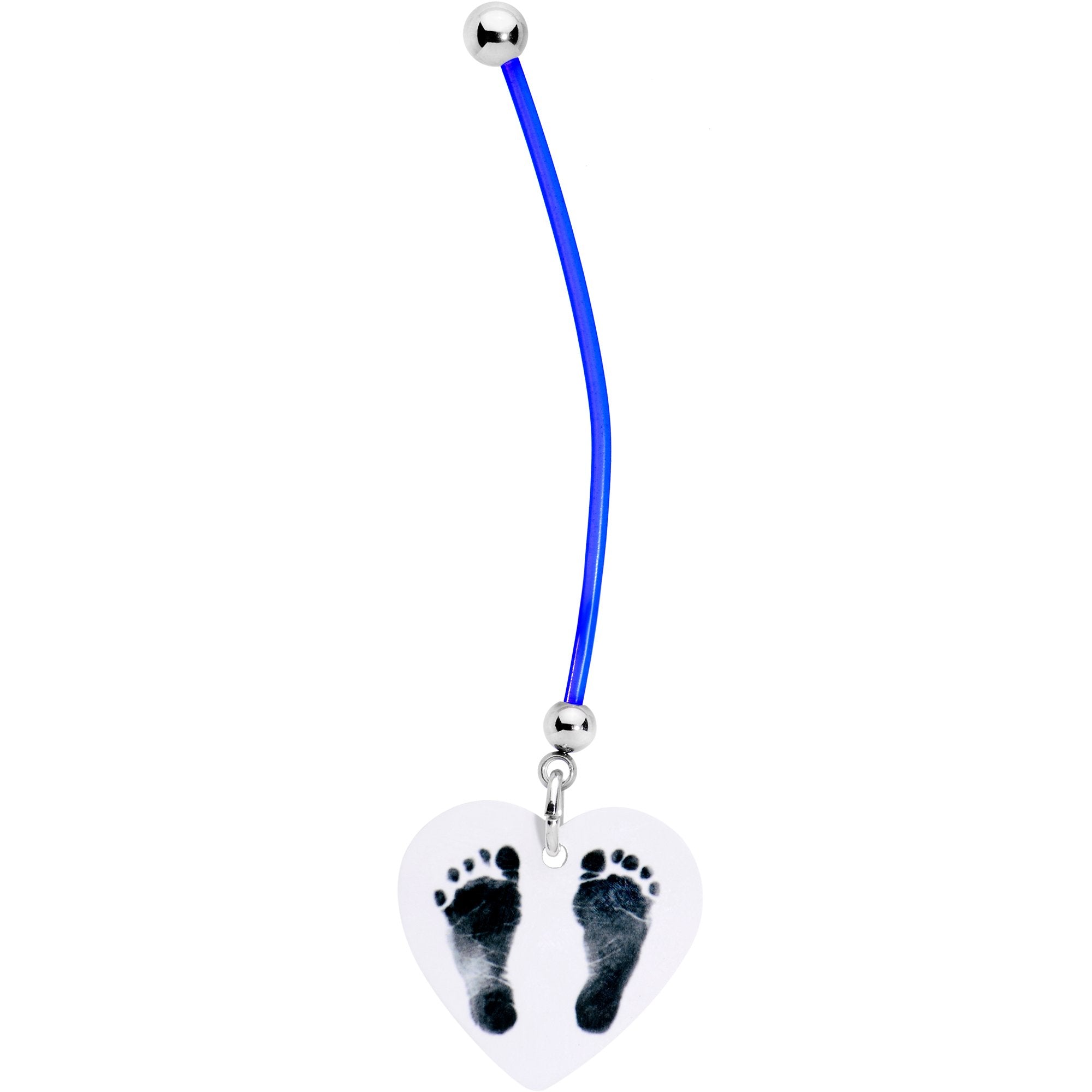 Handcrafted Blue Precious Footprints Dangle Pregnancy Belly Ring