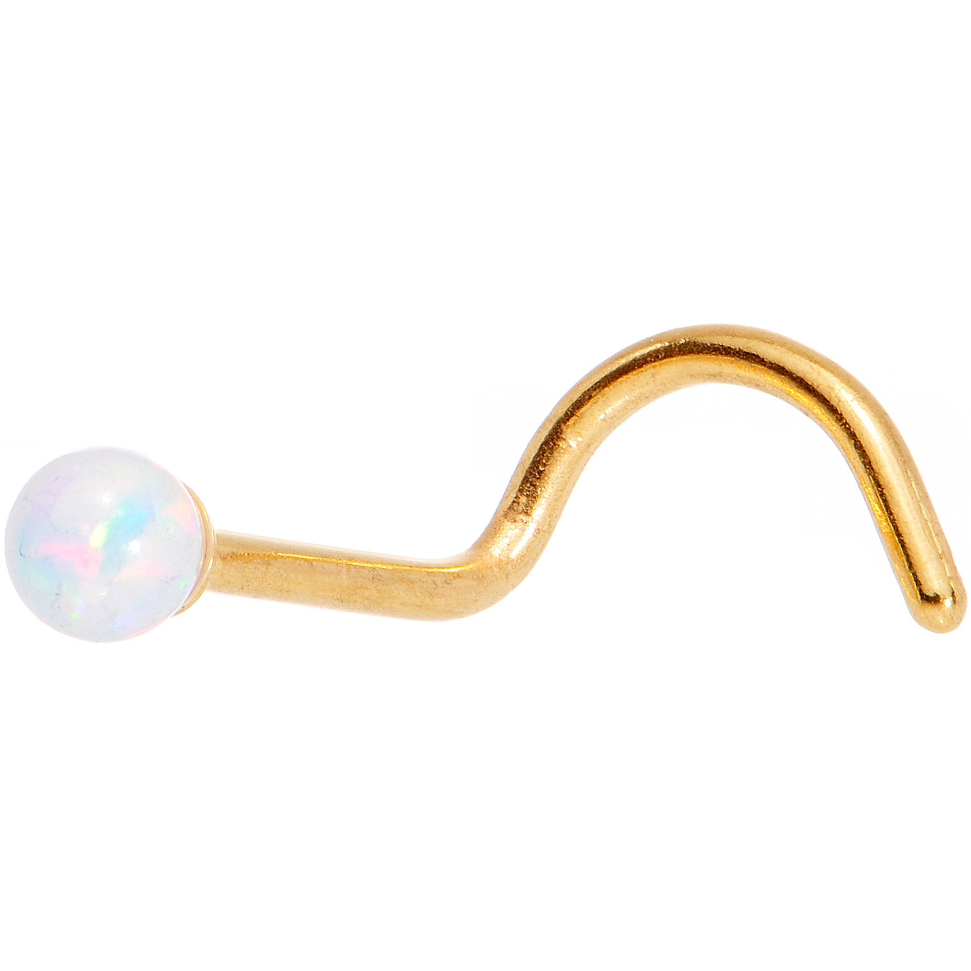 White 2.5mm Synthetic Opal Ball Gold Tone Left Nose Screw