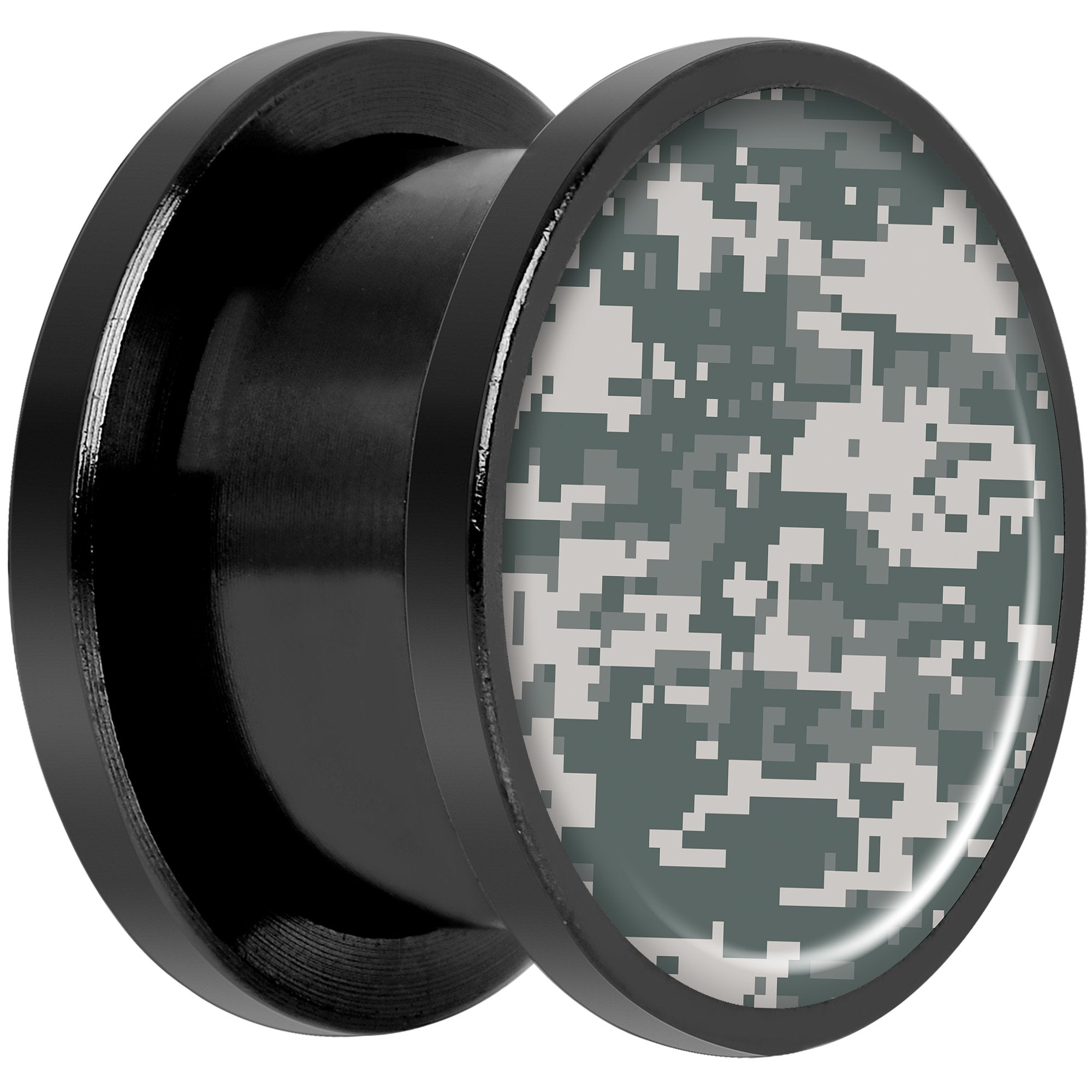 Digital Camo Print Black Anodized Screw Fit Plug Set 9/16