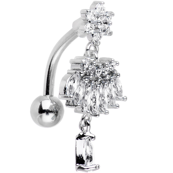Clear CZ Pendant Top Mount Dangle Belly Ring