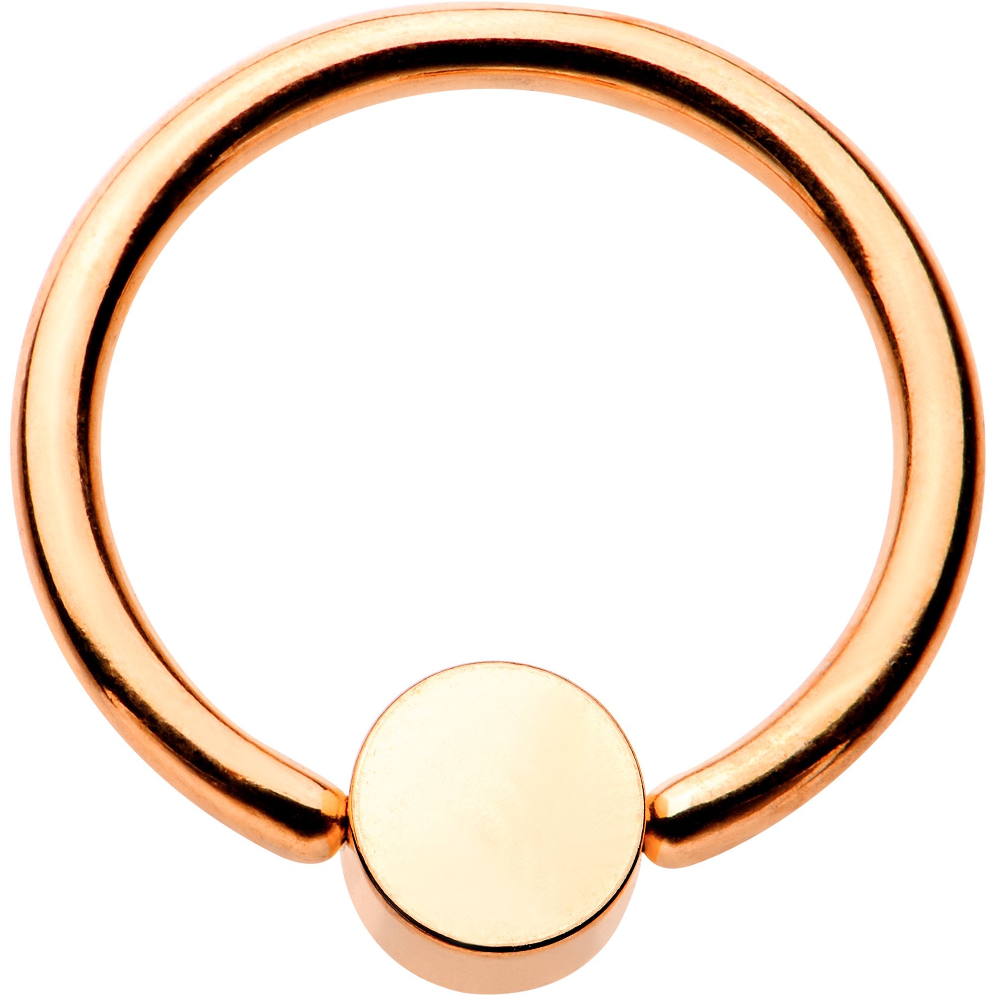 16G 3/8 Clear Gem 4mm Disc Rose Gold IP BCR Captive Ring