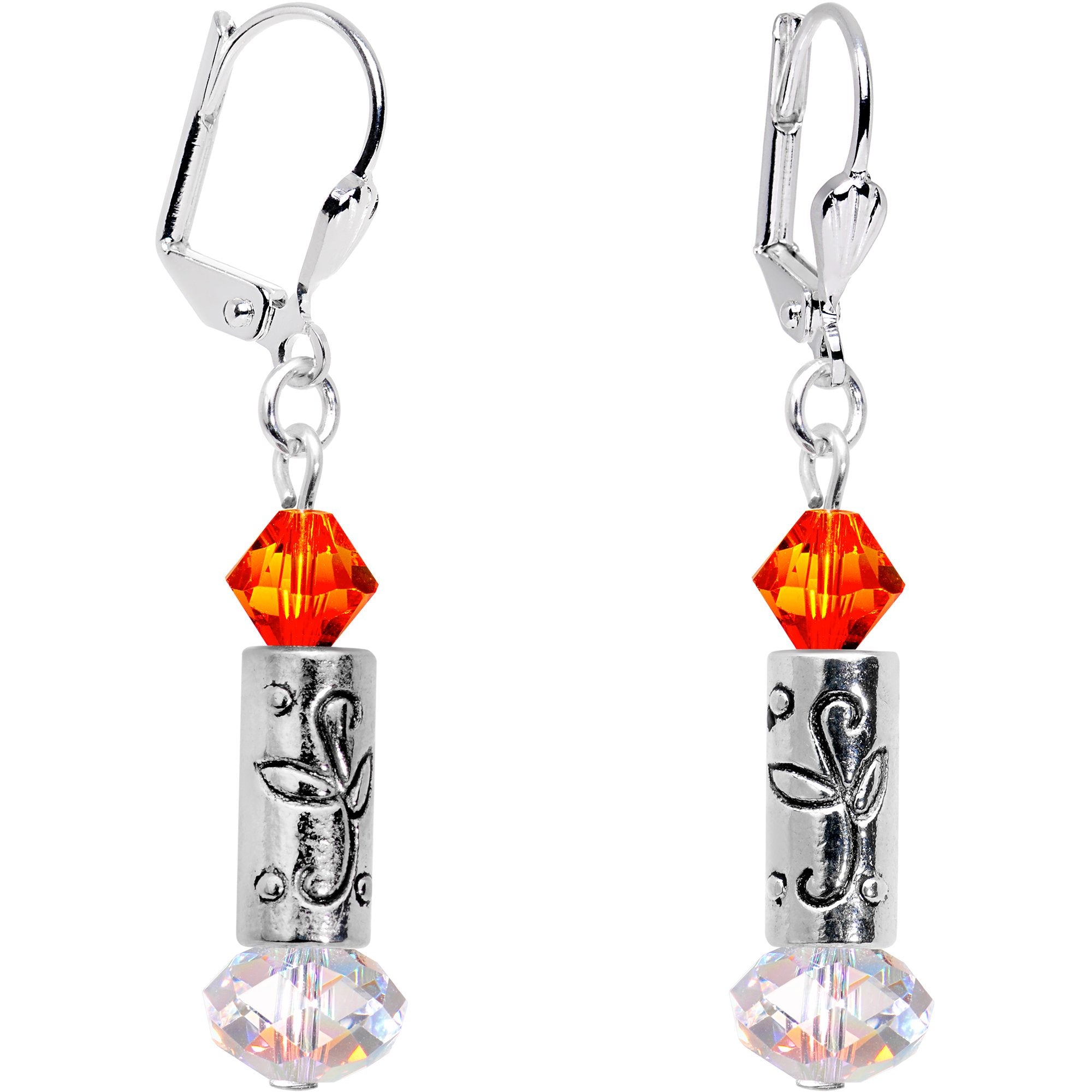 Holiday Candle Leverback Earrings Created with Crystals