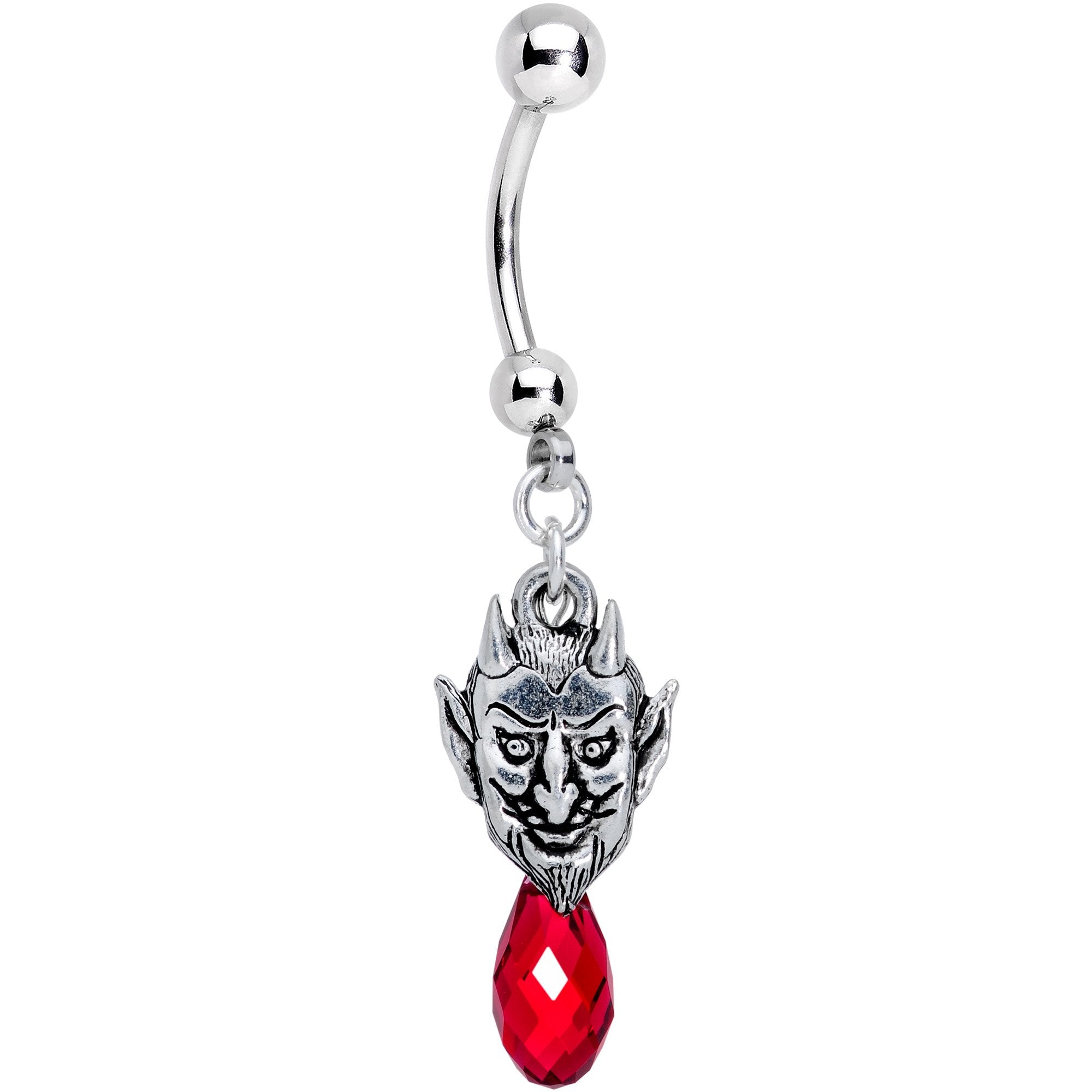 Handcrafted Red Gem Beelzebub Dangle Belly Ring