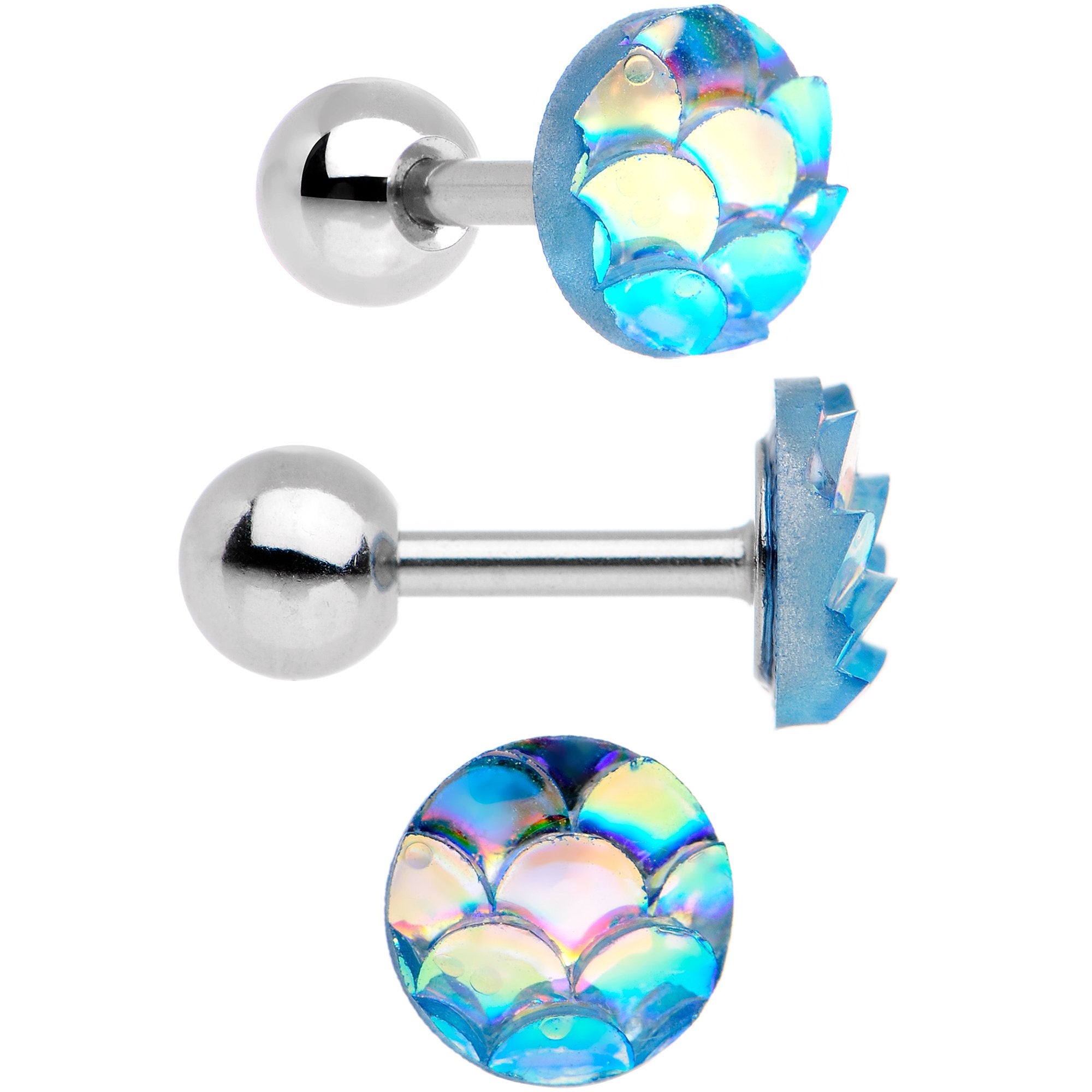 16G 1/4 Tantalizing Textures Tragus Cartilage Earring Set of 5