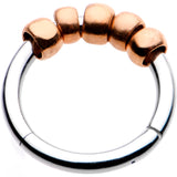 5/16 Rose Gold Tone Classic Bead Hinged Segment Ring Circular Barbell